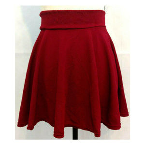 Skirt M 7-8 Mini Skater Circle Flare Burgundy Red